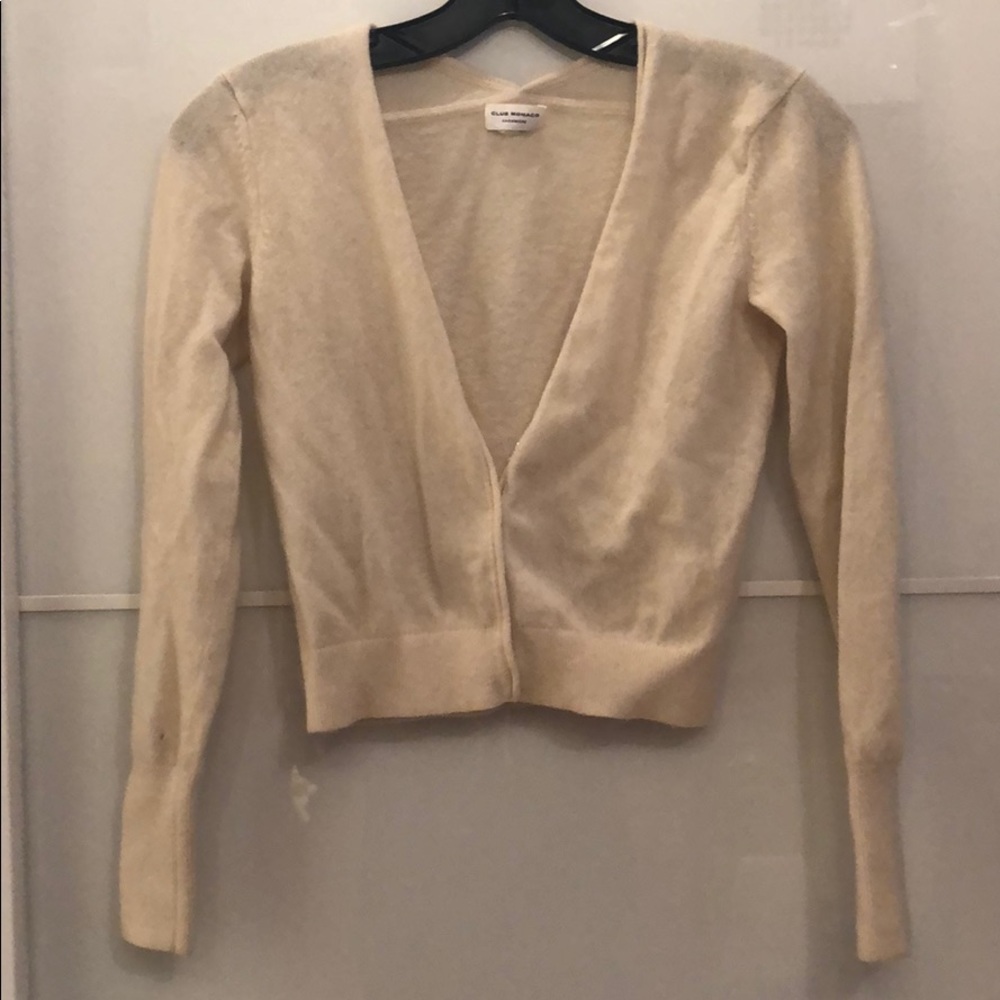 Club Monaco Cashmere cropped button up sweater